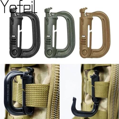 5Pcs/lot Grimloc Molle Carabiner D Locking Ring Plastic Clip Snap Type Ring Buckle Carabiner Keychain ITW fastener Bag buckle