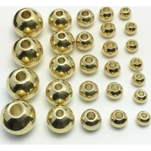 50pcs Original Brass Round Ball Space Beads Bracelets 3/4/5/6/8/10mm Loose Charm Bead for DIY Necklaces Jewelry Findings