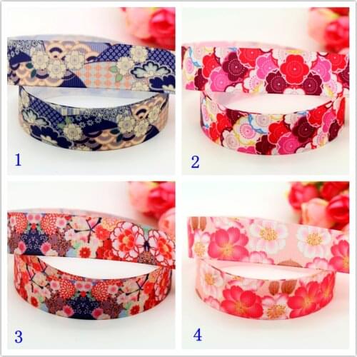 DHK 7/8'' Free shipping japan flowers printed grosgrain ribbon headwear hair bow diy party decoration OEM 22mm B1465