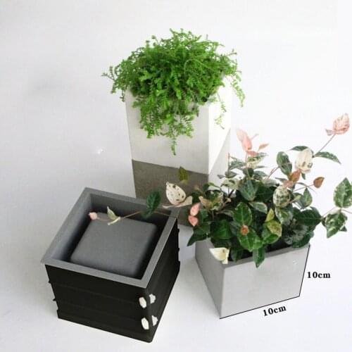 10cm Square Shape Concrete Planter Mold Flower Pot Silicone Molds For Succulents Big Size Pot Cement Mould with Tray
