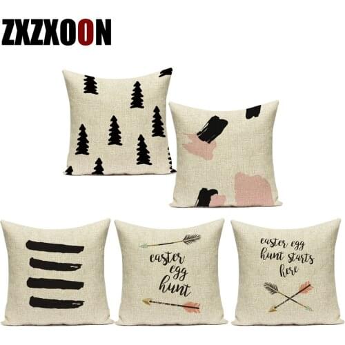 Polyester Letter Eat Cake Geometric Decorative Pillows Sofa Home Decor Cushion Cover for Living Room Capa De Almofadas