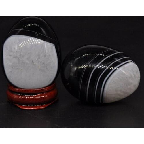 34x44mm Evil Eye Agate Egg Shaped Stone Healing Natural Crystal Kegel Massage Accessory Minerale Gemstone Home Decoration