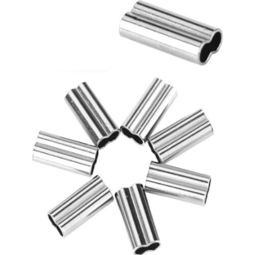 50 PCS Copper Tube Fishing Line Connector Double Hole Tube Copper Crimping Sleeves Set Box Fishing Tackle Fishing accessories