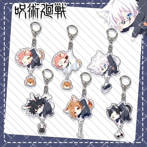 Cute Fashion Jujutsu Kaisen Keychain Yuji Itadori Fushiguro Megumi Anime Figures Acrylic Key Chain School Bag Pendant Decoration