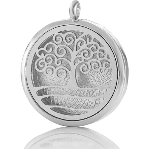 MODKISR Wholesale New Product Fashion Perfume Air Freshener Diffuser Magnet Stainless Vent Refined Tree Of Life Necklace Jewelry
