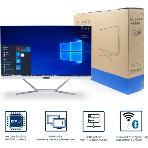 Touch Screen Monoblock Intel i5 i7 processor Desktop All-in-One PC i7 8565U i5 8365U Wireless Keyboard Camera 16:9 ISP Monitor