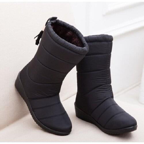 New Women Boots Female Down Winter Boots Waterproof Warm Ankle Snow Boots Ladies Shoes Womens Warm Fur Casual Booties