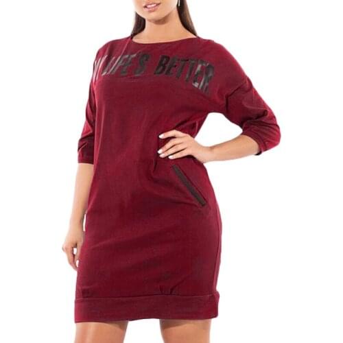 Letter Print New Women Dresses Warm Plus Size Casual Elegant Blue women Clothing