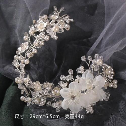 Hot Flower Hair Hoop Rhinestone Inlaid Wedding Headpiece Pearl Hair Band Hair Accessories for Women and Girls AIC88