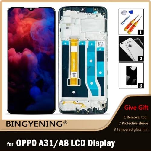 Original For OPPO A31 2020 CPH2015 LCD Display Screen Touch Digitizer Assembly For 6.5 inch OPPO A8 2019 PDBM00 With Frame
