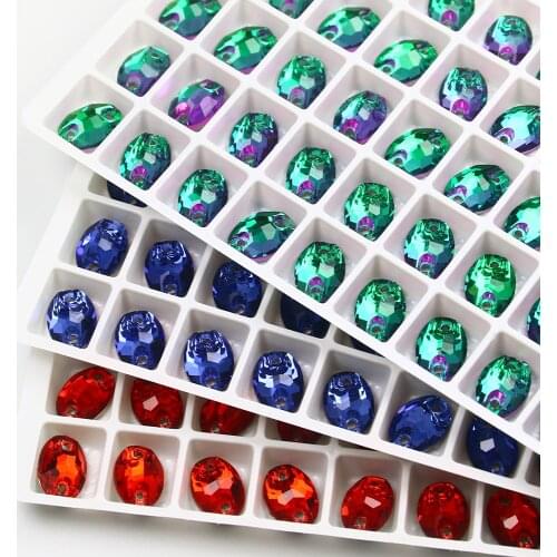 Oval Applique Sew On Gems Flatback Glass Strass Stones Crystals Sewing Rhinestone Cristal For Needlework Clothes DIY Decoration