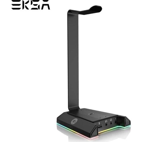EKSA W1 7.1 Surround Gaming Headset stand with USB/3.5mm Ports RGB Headphones Holder for Gamer Gaming PC Accessories Desk