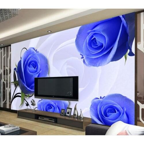 Custom 3d mural wallpaper Blue roses TV background wall mural wall paper