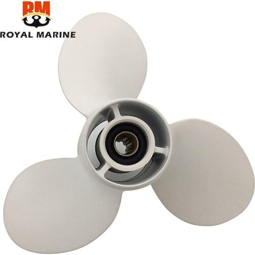 63V-45945-00-EL Outboard Propeller 9 1/4 x 9-J Aluminum Alloy For Yamaha 9.9-15HP White 3 Blades 8 Spline Tooth R-Rotation