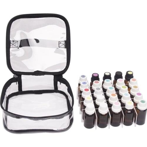 PVC Essential Oils Storage Holds Case 25 Bottles 5-15ml Essential Oil Storage Bag Travel Carrying Organizer Holder