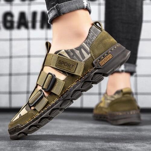 2021New Mens Sandals High Quality Leather Stitching Summer Men Shoes Beach Sandals Fashion Outdoor Casual Sneakers Size 38-48