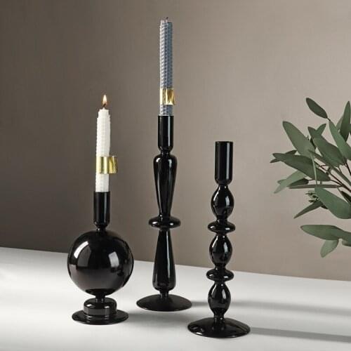 Glass candlestick retro home living room table romantic candlelight creative decoration candle holder home decor wedding