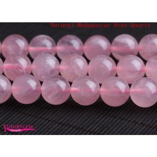 High Quality Natural Madagascar Rose Quartzs Stone 4mm 6mm 8mm 10mm 12mm 14mm Necklace Bracelet Jewelry Loose Beads 15Inch wj621
