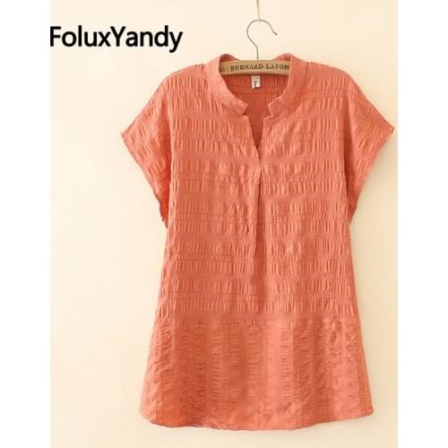 Batwing Tops Women Plus Size V-neck Tops Casual Short Sleeve Summer T-shirts KKFY4576