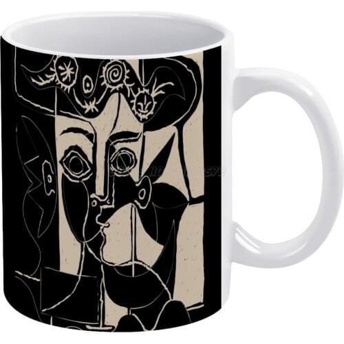 Picasso Womans Head #8 Black Line White Mug 11oz Ceramic Tea Cup Coffee Mug Friends Birthday Gift Abstract Art Lines Minimal Ar