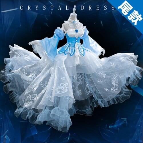 Anime Re:Life In A Different World From Zero Rem Gorgeous Crystal Wedding Dress Cosplay Costume Women Halloween Free Shipping