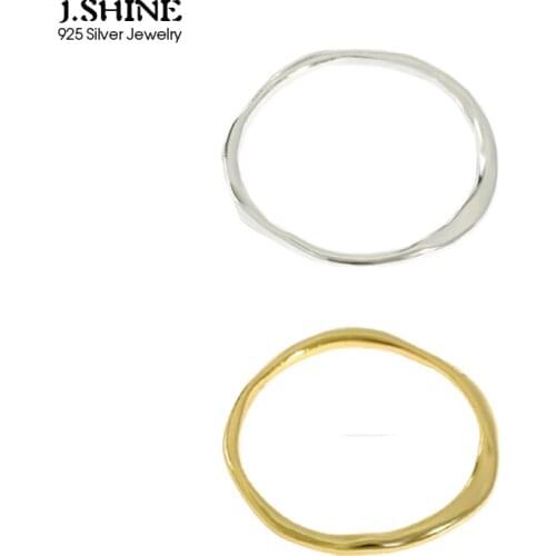 JShine Korean Fashion S925 Sterling Silver Ring INS Irregular Thin Line Rings for Women Stackable Silver Ring for Decoration