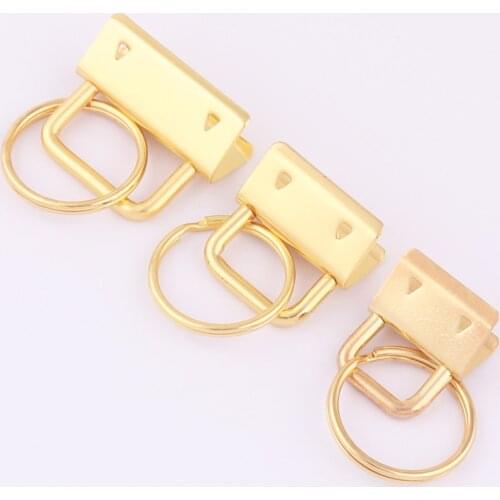 20-32mm Gold Key Fob Hardware Wristlet With Key Ring Sets Metal Keychain Hardware For Purse Webbing Leather Keychain Ribbon