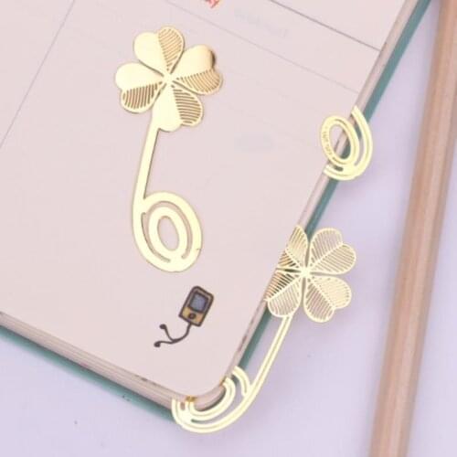 1PC Four-leaf Clover Reading Metal Clip Bookmark Gift Book Mark For Kids