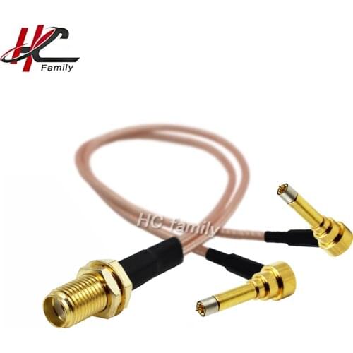 1pc SMA jack to y type Dual MS156 right angle plug connector splitter combiner Cable RG316