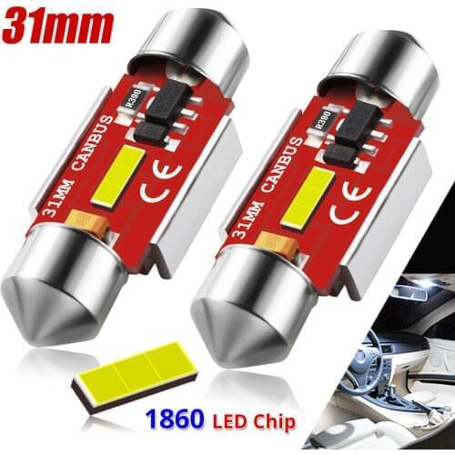 2 PCS 31mm Festoon C5W LED Bulb 1860 SMD CANBUS White 6000K Interior Dome Map Light Reading Light Cars Lamp Headlight dropship