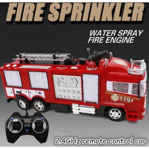 4ch 2.4G Remote Control Car RC Fire Truck Toys with Music and Light Childrens RC Truck Toys Gifts RC Engineering Car Toys