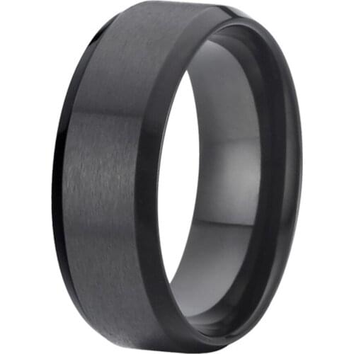 8mm Pure black titanium rings for men cool man wedding band promise anniversary male rings mens jewellery