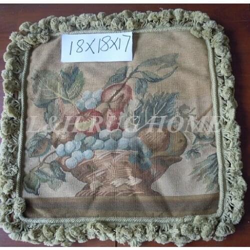 Free Shipping 18"X18" Aubusson Woolen Cushion, 100% New Zealand Wool handmade needlepoint pillow, NO INSERTION