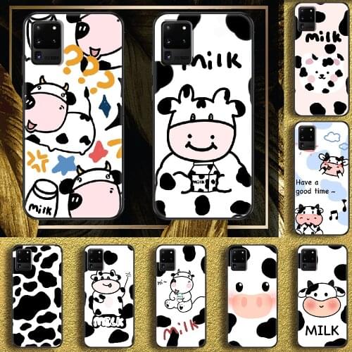 Cow White Black Phone case For Samsung Galaxy Note 4 8 9 10 20 S8 S9 S10 S10E S20 Plus UITRA Ultra black 3D coque luxury