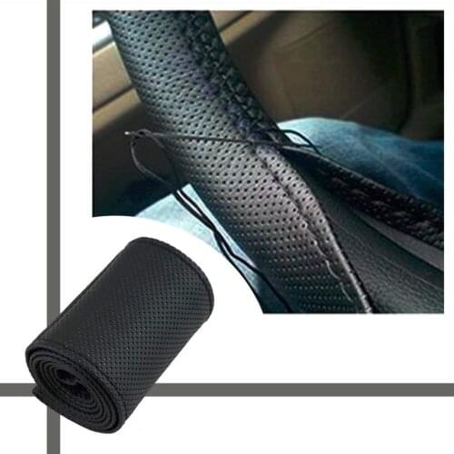 Car Steering Wheel Cover Braid On The Steering Wheel Microfiber Skid-Proof Cover Entire Single Connector 36-38cm Car-styling
