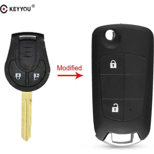 KEYYOU 2 Button Modified Flip Remote Car Key Case Shell Fob Cover Case Styling For Nissan Cube Micra Qashqai Juke Qashqai Sunny