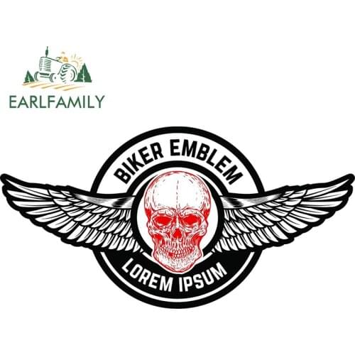 EARLFAMILY 13cm x 6.7cm for Biker Emblem Lorem Ipsum Gang Group Decal Air Conditioner Family Vehicle Creative Car Stickers