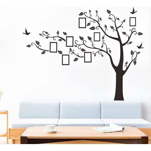 220*162CM Black 3D DIY Photo Frame Family Tree Wall Decals Self Adhesive Wall Stickers Removable Vinyl Mural Art Home Decor
