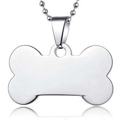 100pcs/lot Stainless Steel Bone Shaped Pet Dog ID Tags with Mirror Polished Surface