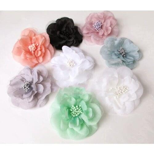 Artificial flowers head Simulation Camellia Camellia silk yarn with a decorative flower DIY accessories hairpin head