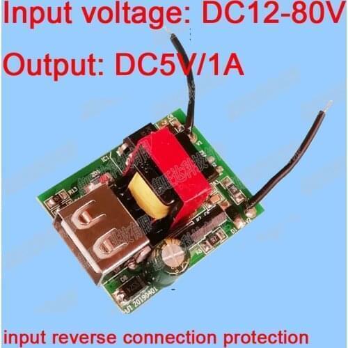 DC-DC 12V 24V 36V 48V 72V to 5V 1A USB Step Down Isolated Module Power Supply Buck Converter voltage Regulated F Car battery