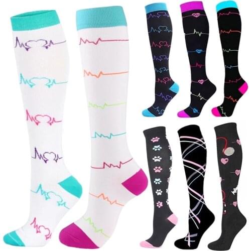 Compression Socks Fit For Sports Black Elastic Compress Stocking Nylon Medical Nursing Stockings Fit For Edema, Diabetes Socks