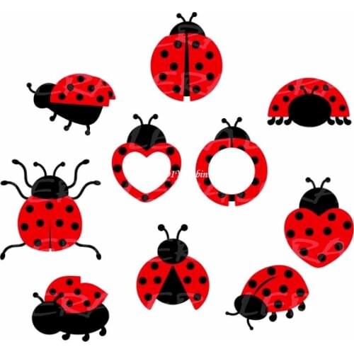 10pcs Ladybug Metal Cutting Dies Stencils for DIY Scrapbooking Decorative Embossing DIY Paper Cards