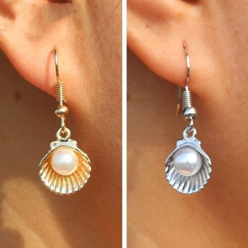 Fashion Earrings Pearl Shell Earrings Crystal Earrings Alloy Wild Jewelry Earrings Gift