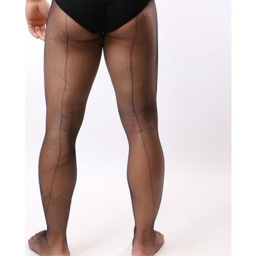 Man Tights Vintage Cuban Heel Back Line Stockings Mens Sexy Body Stocking Fashion Mens Fishnet Pantyhose Collant Male Lingerie