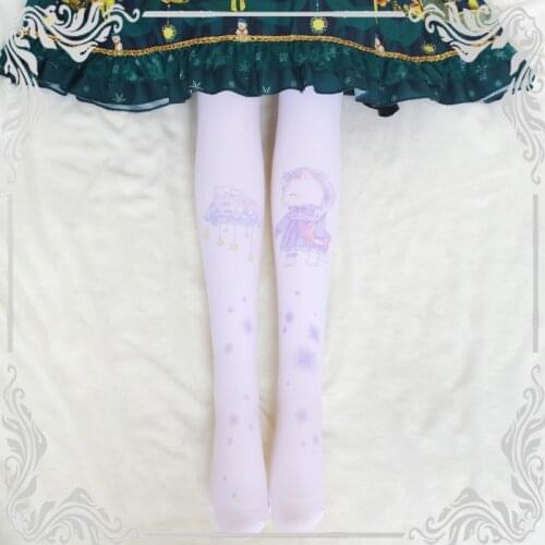 Lolita soft sister sweet Japanese stockings super cute cloud cat print girl student foreign assembly accessories tight