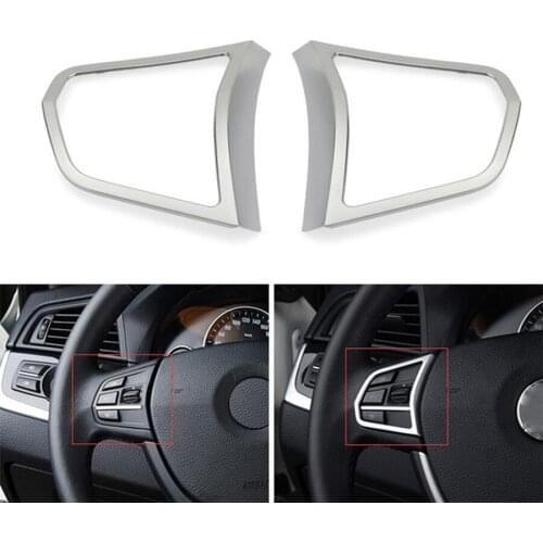 2x Car Steering Wheel Buttons Cover Trim Car Styling Auto Accessories Interior Sequins for BMW F10 5 series 520 528 535