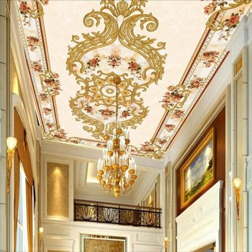 Custom Wall Cloth Wallpaper European Flower Pattern Hotel Living Room Bedroom Ceiling Decoration Mural Wallpaper For Walls Roll