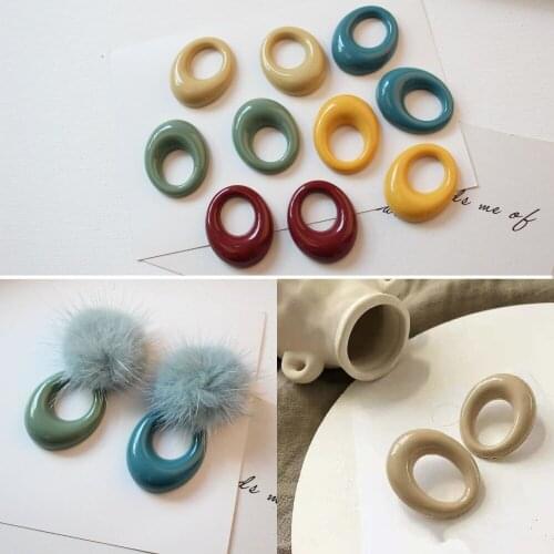 New style 40pcs/lot color printing geometry Hollow ovals shape resin beads diy jewelry earring/necklace pendant accessory