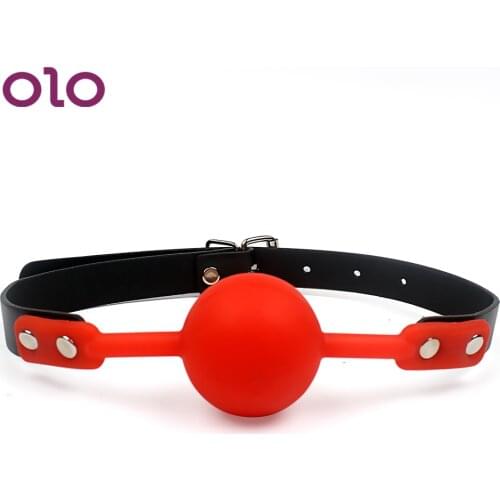 OLO Restraints PU Leather Band Mouth Stuffed SM Bondage Mouth Gag Oral Fixation Silicone Ball Adult Games Sex Toys for Couples